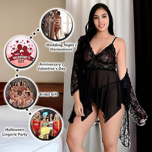 Women's Stylish Net Babydoll Lingerie Nighty Set for Women -Lingerie Honeymoon Nightwear Anniversary Dress for Girls & Women |