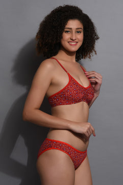 POLKA PRINT LINGERIES FOR WOMEN'S RED