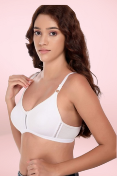 Women Cotton Non Padded Dual Layered Fabric Regular Bra with net