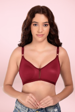 Women Cotton Non Padded Dual Layered Fabric Regular Bra with net