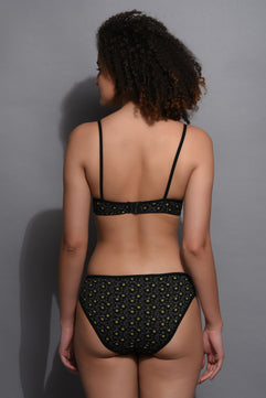 LINGERIES FOR WOMEN'S BLACK POLKA PRINT