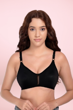 Women Cotton Non Padded Dual Layered Fabric Regular Bra with net