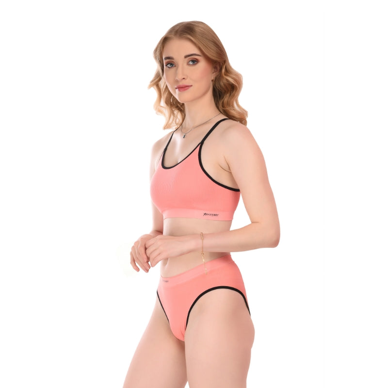 JOMFERRY NET COTTON LINGERIES SET FOR WOMEN'S NON-PADDED