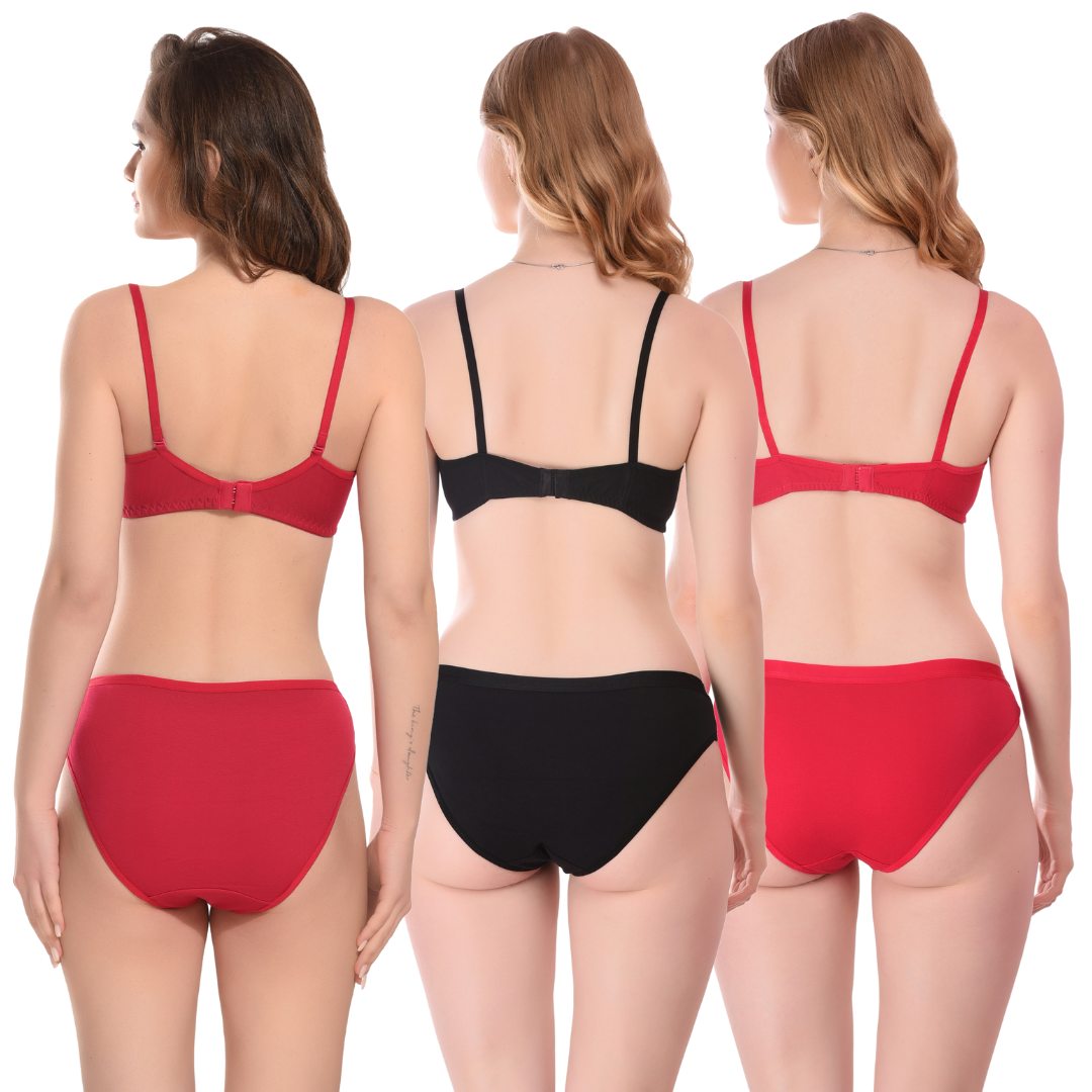 Cotton Padded Lingeries set ( Black, Red, Maroon)