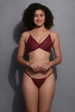 LINGERIES SET NON-PADDED FOR GIRLS AND WOMENS - BIJLI MAROON