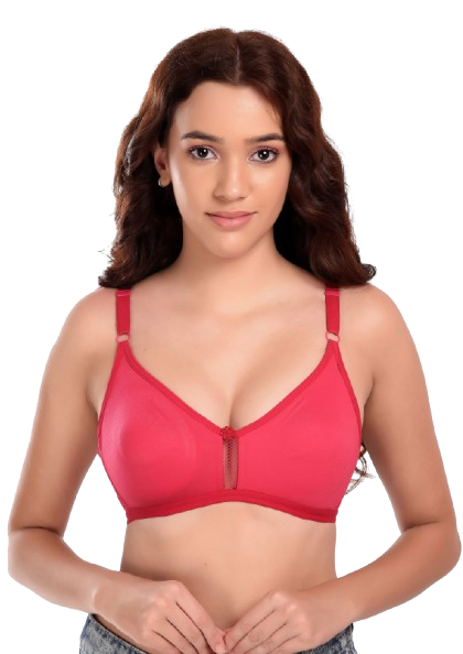 Women Cotton Non Padded Dual Layered Fabric Regular Bra with net