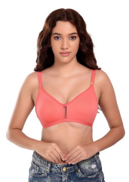 Women Cotton Non Padded Dual Layered Fabric Regular Bra with net