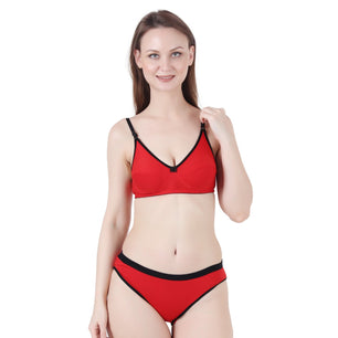 COTTON LINGERIES SET FOR WOMEN'S RED COLOR - 777